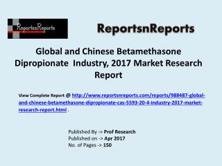 Global Betamethasone Dipropionate Industry with a focus on the Chinese Market