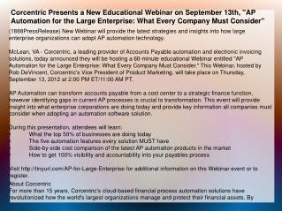 Corcentric Presents a New Educational Webinar on September 1