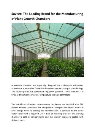 Saveer: The Leading Brand for the Manufacturingof Plant Growth Chambers