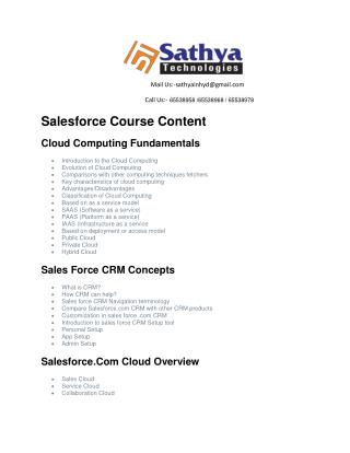 Sales Force – Best software training institute