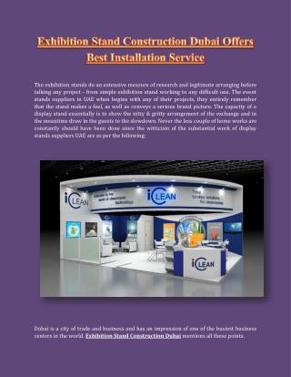 Exhibition Stand Construction Dubai Offers Best Installation Service