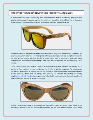 The Importance of Buying Eco-Friendly Sunglasses