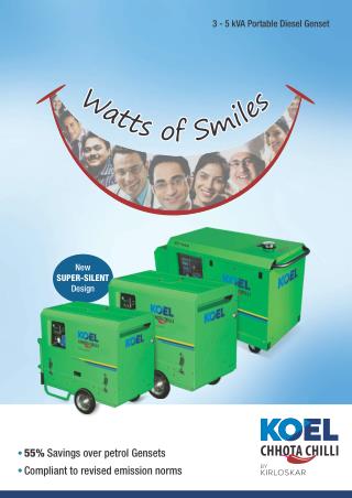 KOEL Chhota Chilli Gensets - 3 - 5 kVA Portable Diesel Genset