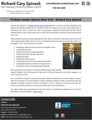 Probate Lawyer Queens New York - Richard Cary Spivack