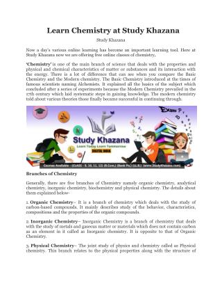 Learn Chemistry at Study Khazana