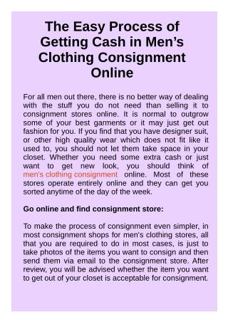 Men's Clothing Consignment