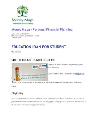 SBI LOAN SCHEME For STUDENT