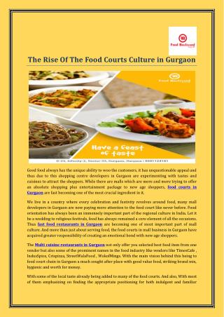 The Rise of the Food Courts culture in Gurgaon