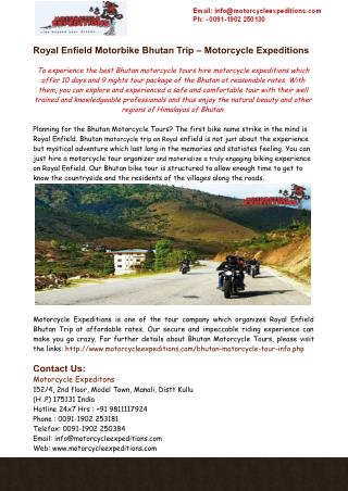 Royal Enfield Motorbike Bhutan Trip – Motorcycle Expeditions