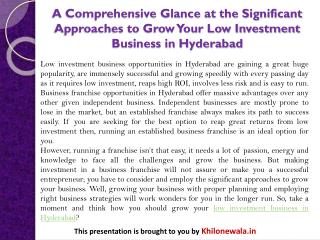 A Comprehensive Glance at the Significant Approaches to Grow Your Low Investment Business in Hyderabad