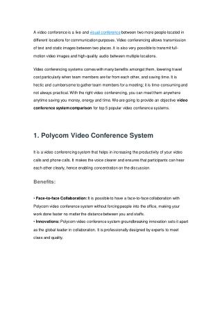 Five Popular Video Conference System Comparison