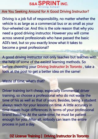 Are You Seeking Around for A Good Driving Instructor?