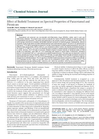 Effect of Biofield Treatment on Spectral Properties of Paracetamol and Piroxicam