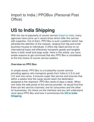 import to india | PPOBox(Personal Post Office)