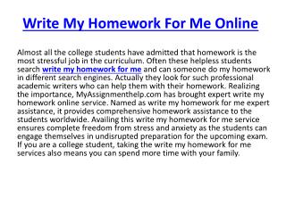 Write My Homework Online For Me
