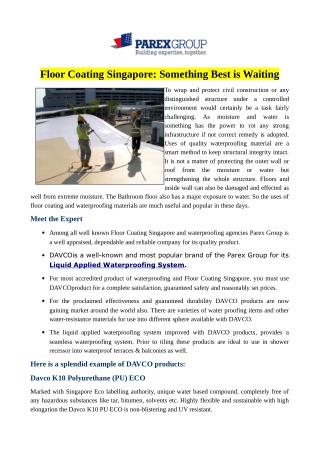 Floor Coating Singapore: Something Best is Waiting