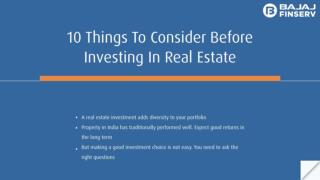 10 things to consider before investing in real estate