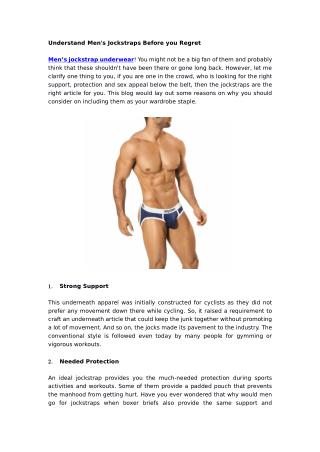 Understand Men's Jockstraps Before you Regret