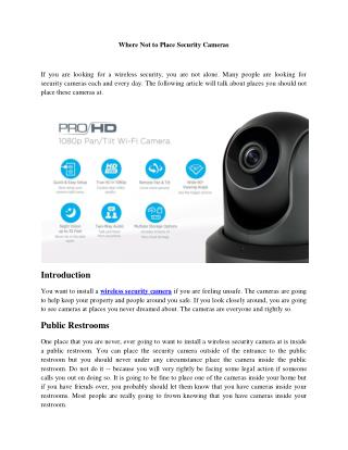 Wireless Security Camera