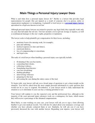 Main Things a Personal Injury Lawyer Does