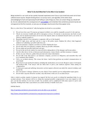 What To Do And What Not To Do After A Car Accident