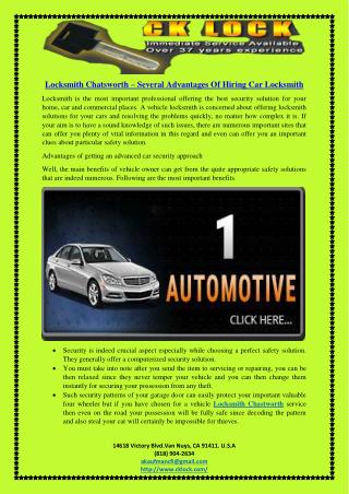 Locksmith Canoga Park, Locksmith Van Nuys, Locksmith San Fernando, Locksmith Sylmar