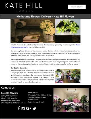 Melbourne Flowers Delivery - Kate Hill Flowers