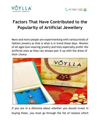 Factors that have Contributed to the Popularity of Artificial Jewellery