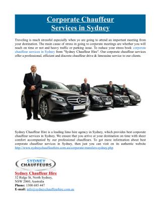 Corporate Chauffeur Services in Sydney