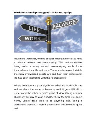 Work-Relationship struggles?- 5 Balancing tips