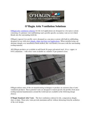 Ohagin Vnets Solutions - Attic Vents Solutions