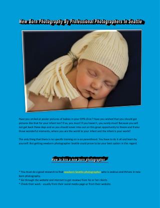 New Born Photography By Professional Photographers In Seattle