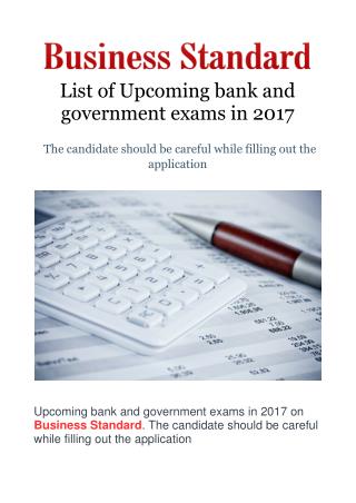 Upcoming bank and government exams in 2017