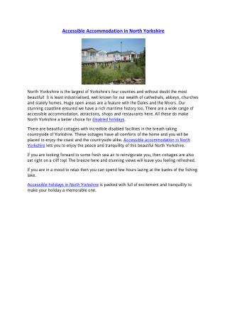 Accessible Accommodation in North Yorkshire