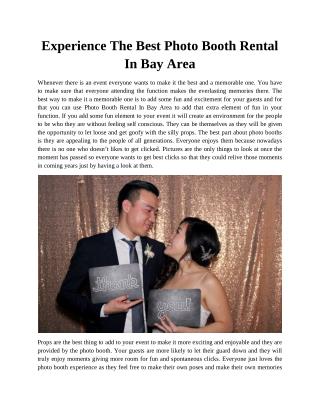 Experience The Best Photo Booth Rental In Bay Area