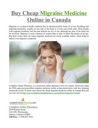 Buy Cheap Migraine Medicine Online in Canada