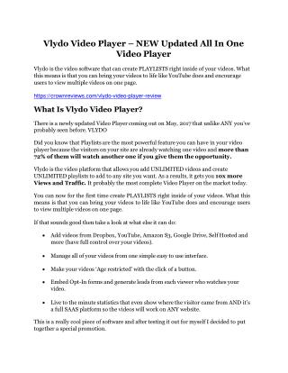 Vlydo Video Player review - Vlydo Video Player sneak peek features