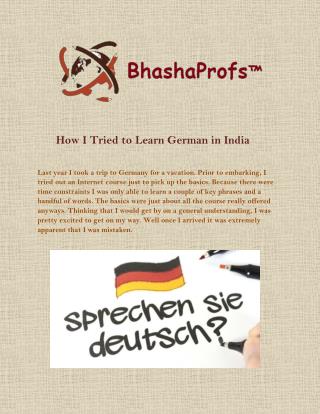 How I Tried to Learn German in India