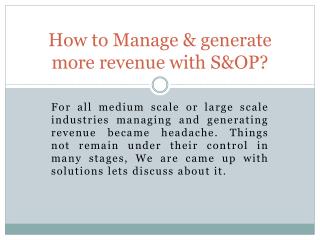 Supply Chain Planning | Demand Planning | s&op