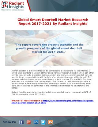 Global Smart Doorbell Market Research Report 2017-2021 By Radiant insights