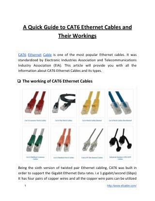 A Quick Guide to CAT6 Ethernet Cables and Their Workings