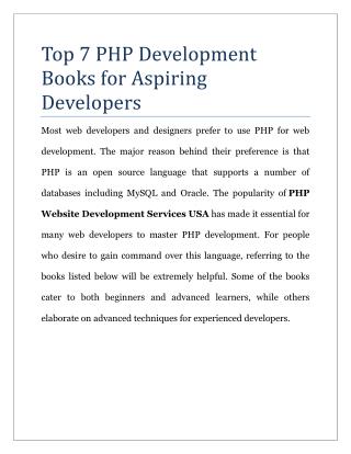 Top 7 PHP Development Books for Aspiring Developers