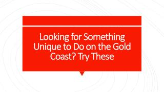 Looking for Something Unique to Do on the Gold Coast? Try These