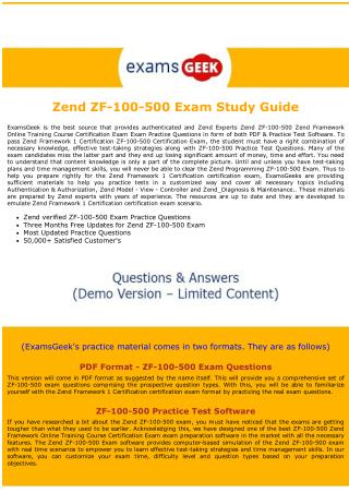 ZF-100-500 Exam Questions - Zend Framework 1 Exam Dumps