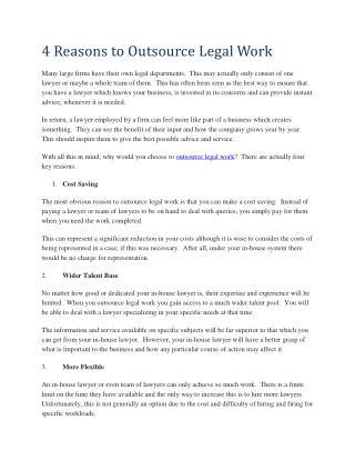 4 Reasons to Outsource Legal Work