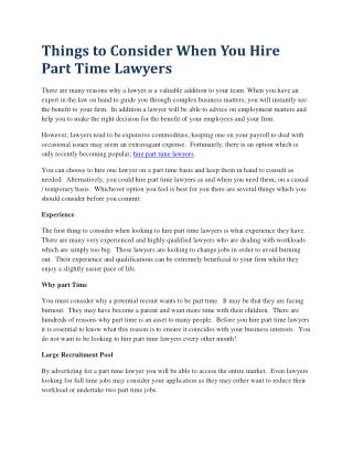 Things to Consider When You Hire Part Time Lawyers
