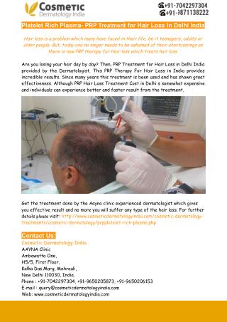 Platelet Rich Plasma- PRP Treatment for Hair Loss In Delhi India