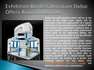 Exhibition Booth Fabrication Dubai Offers Assured Services