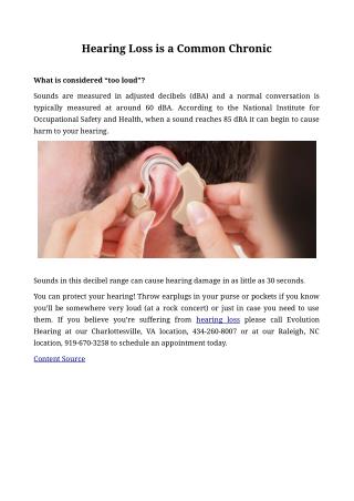 Hearing Loss is a Common Chronic