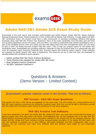 9A0-381 ACE Dumps - Adobe Analytics Business Practitioner Exam Dumps